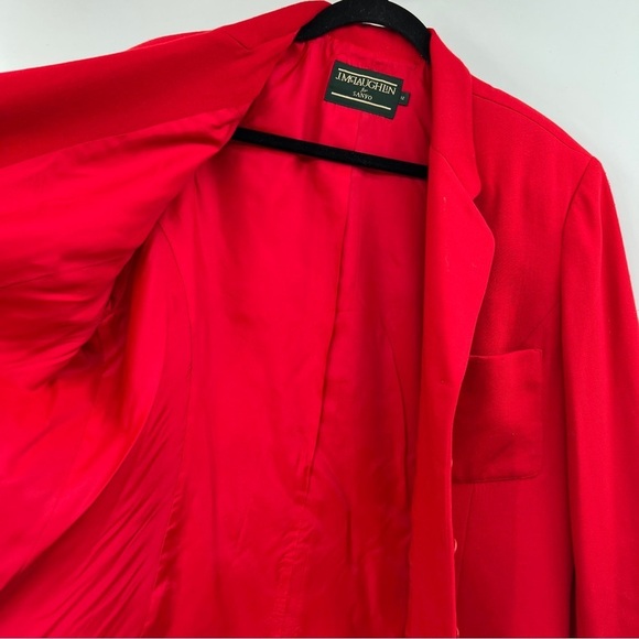 J. Mclaughlin For Sanyo Red Lined Long Sleeve Button Up Notched Lapel Blazer - Picture 11 of 14